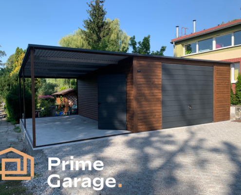 Garaż: szer: 8m x dł: m orzech