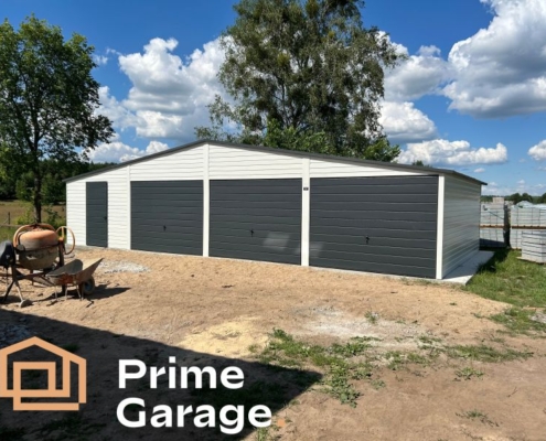 Garaż: szer: 12 m x dł: 6 m brudny biały