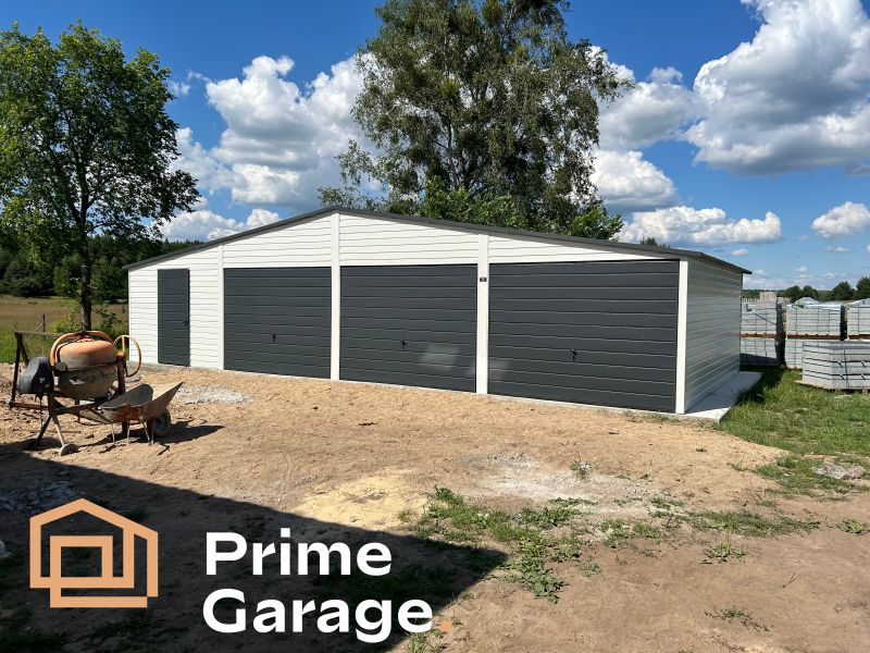 Garaż: szer: 12 m x dł: 6 m brudny biały