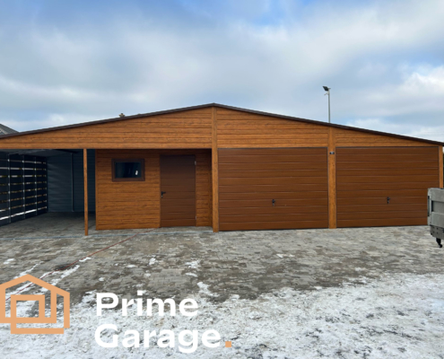 Garaż: szer: 12m x dł: 6 m jasny złoty dąb + wiata