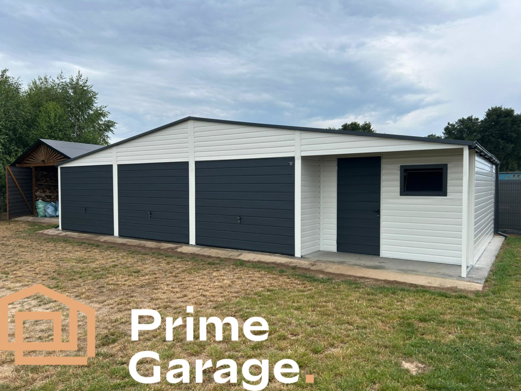 Garaż: szer: 12m x dł: 6 m biały + wnęka