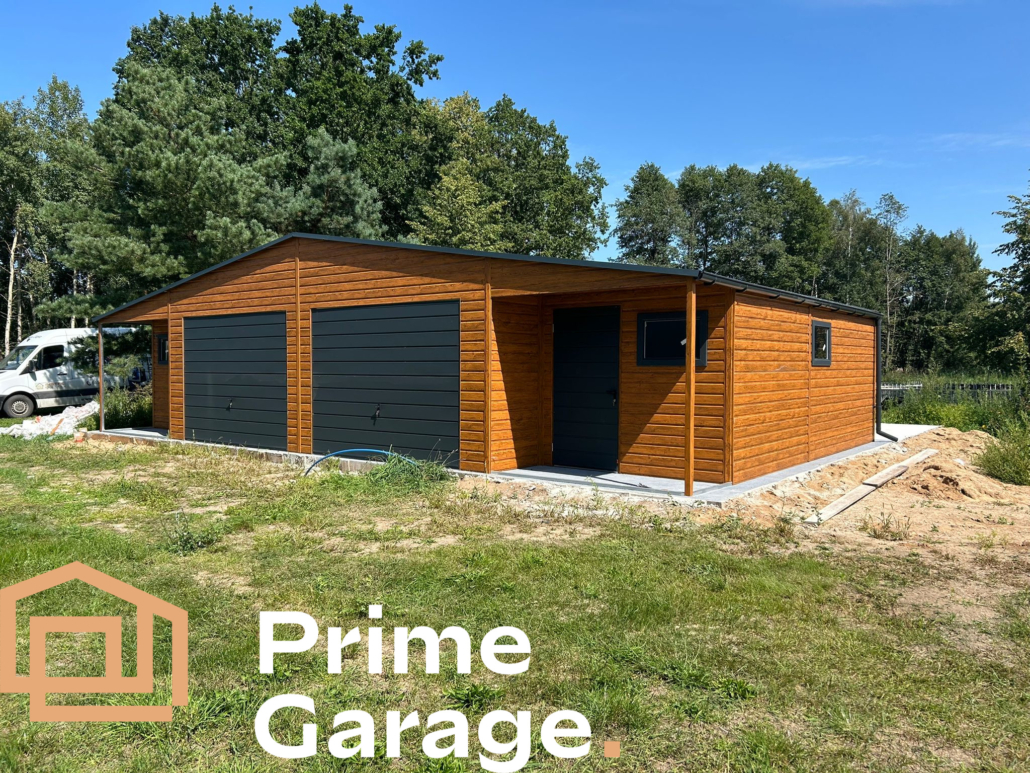 Garaż: szer: 12m x dł: 7 m jasny złoty dąb + wnęka