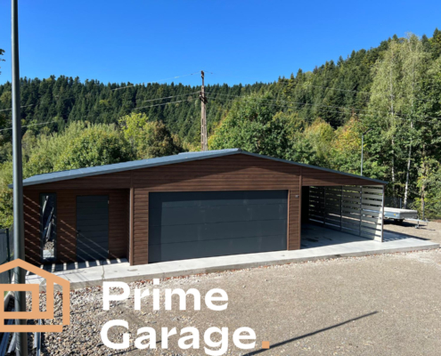 Garaż: szer: 13m x dł: 7 m orzech + wnęka + wiata